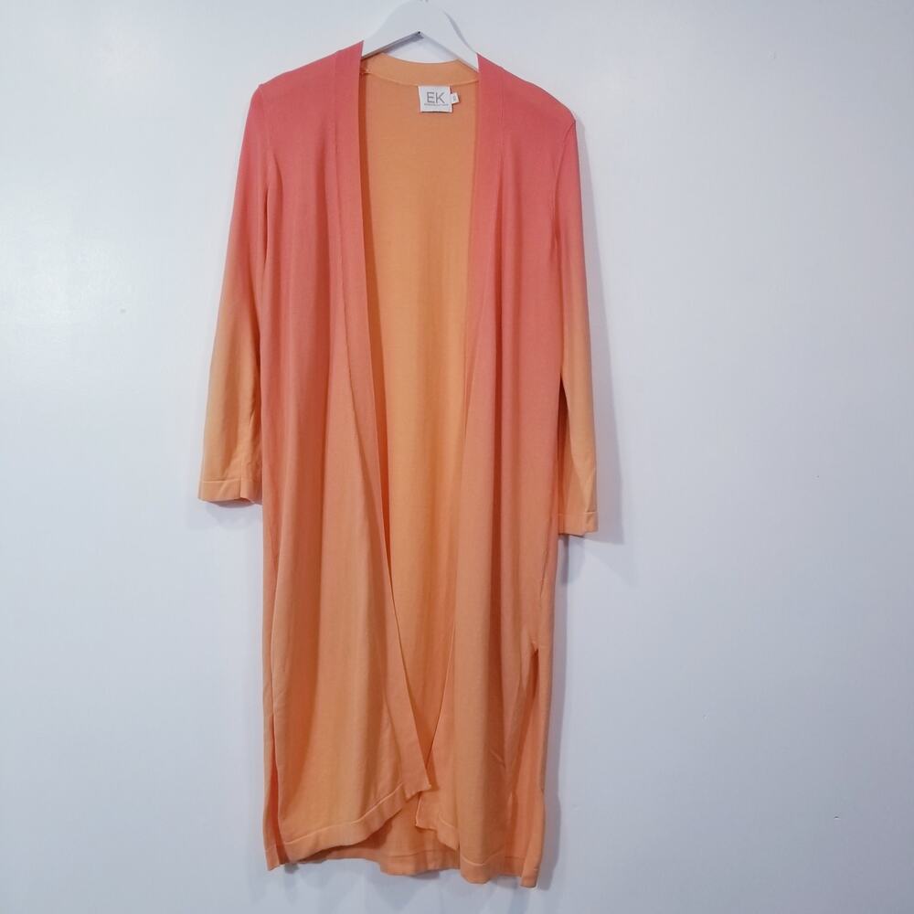 EDINBURGH Knitwear 100% Pima Cotton Ombre Midi Cardigan